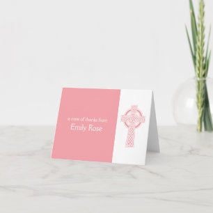 Carte De Remerciements Pink Religious Irish Cross Thank You