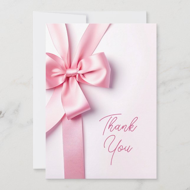 Carte De Remerciements Pink Ribbon Bow Baby Shower (Devant)
