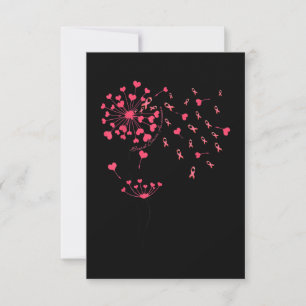 Carte De Remerciements Pink Ribbon Flower Dandelion Cancer du sein Reconn