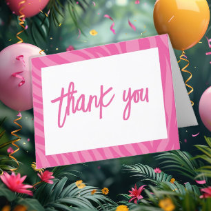 Carte De Remerciements Pink Safari Jungle appelle tous les animaux de fêt