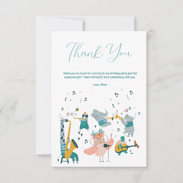 Carte De Remerciements Pink Songbird avec Animal Band Anniversaire (Devant)