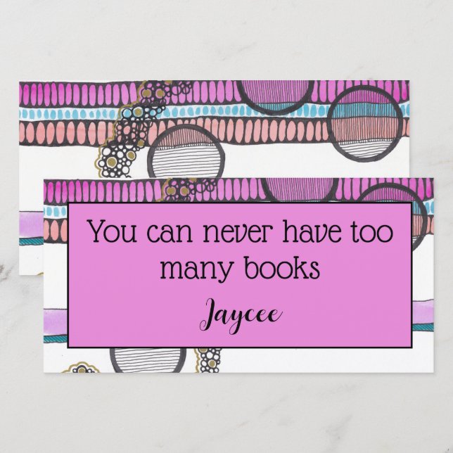 Carte De Remerciements Pink stripes aquarelle marque de carnet de doodle (Devant / Derrière)