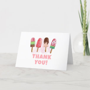 Carte De Remerciements Pink Sweet Crème de glace Popcicle Baby shower fil