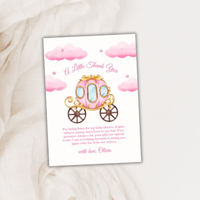 Carte De Remerciements Pink Sweet Fairy Princess Carriage Baby Shower  (Pink Sweet Fairy Princess Carriage Baby Shower Thank You Card)