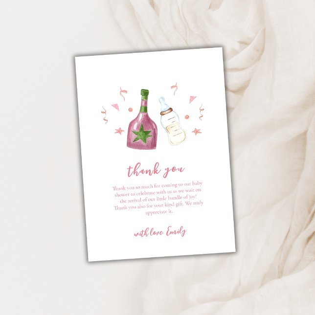 Carte De Remerciements Pink Sweet Poppin Champagne Bouteilles Baby shower (Pink Sweet Poppin Champagne Bottles Baby Shower Thank You Card)