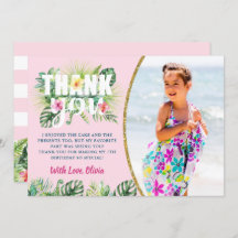 Pink Tropical Floral Girls Beach Party Photo