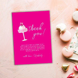 Carte De Remerciements Pink unique Brunch Cherry Champagne Baby shower