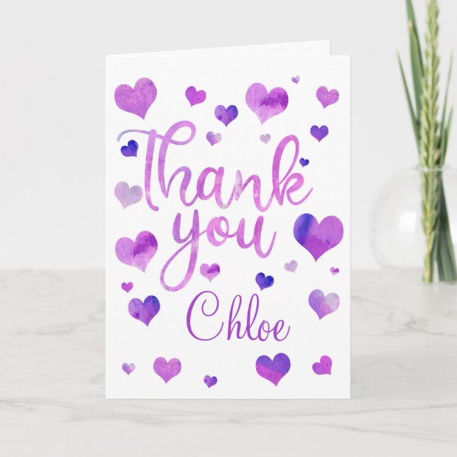Carte De Remerciements Pink Watercolor Heart Thank You Card (Devant)