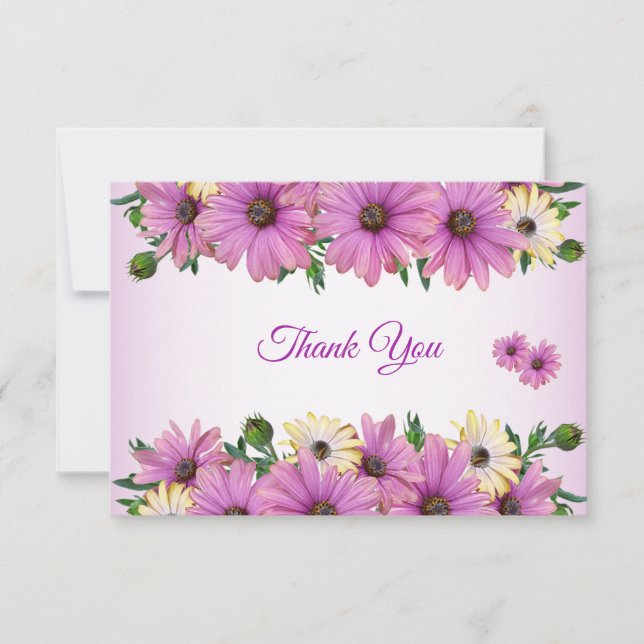 Carte De Remerciements Pink Yellow Floral Rustic Elegant Wedding (Devant)