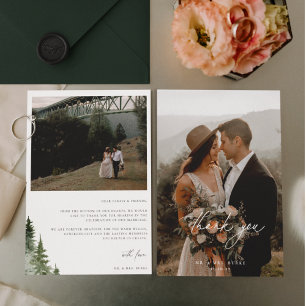 Carte De Remerciements Pins de forêt sauvage Photo Mariage
