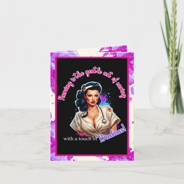 Carte De Remerciements Pinup_ Infirmière Badass (Devant)