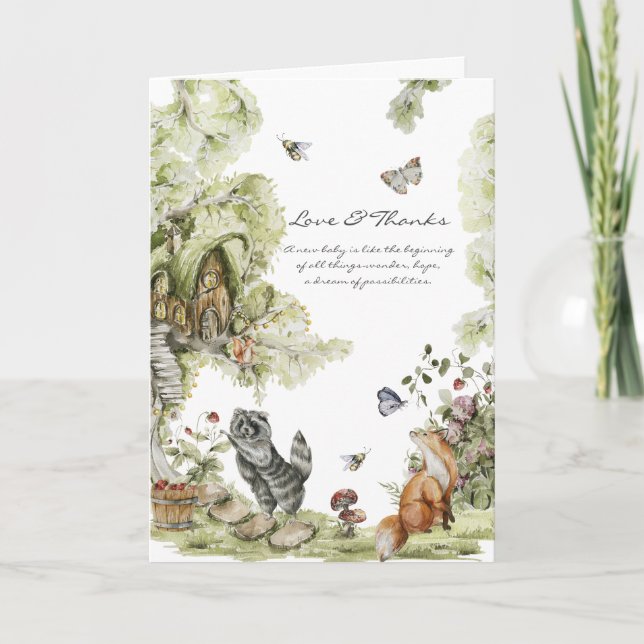 Carte De Remerciements Pique-nique de Woodland | Baby shower Animaux fore (Devant)