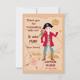 Carte De Remerciements Pirate Boy Treasure Map Amusants Anniversaire Fête