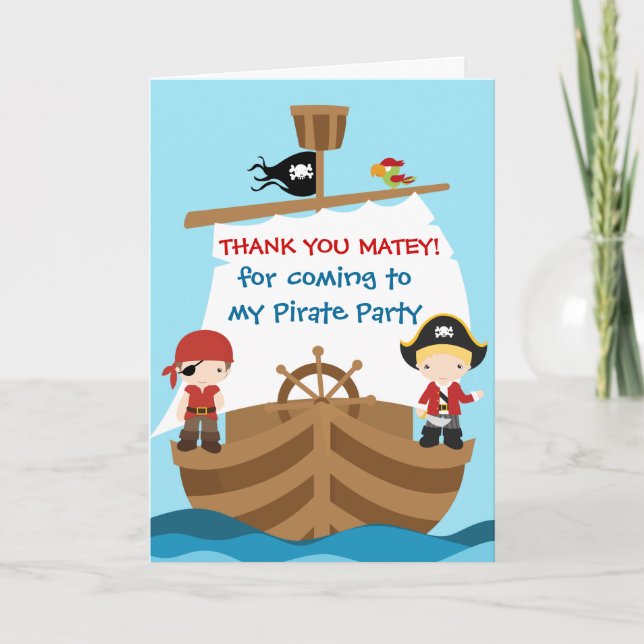 Carte De Remerciements Pirate Ship Birthday Thank You Card (Devant)