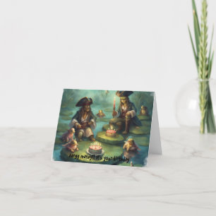 Carte De Remerciements Pirates et tortues et grenouilles sur nénuphars an