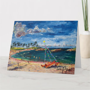 Carte De Remerciements Pirogue Aloha Hawaïenne vierge avec des lumières d