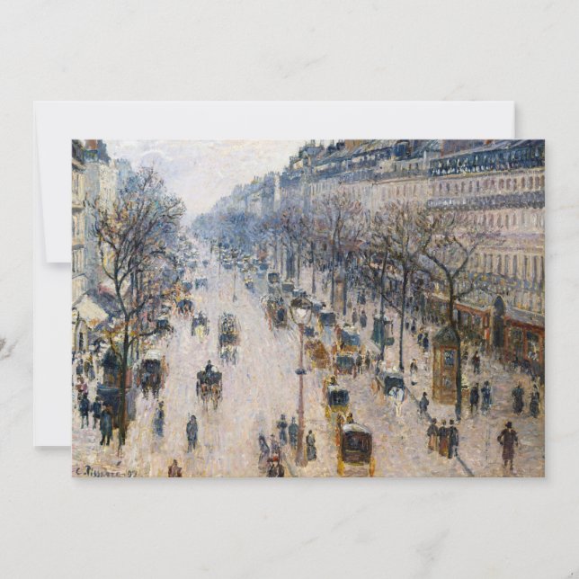 Carte De Remerciements Pissarro - Boulevard Montmartre, Matin d'hiver (Devant)