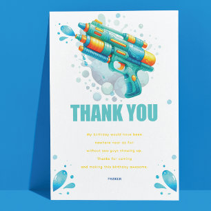 Carte De Remerciements Pistolet à Eau Garçon Anniversaire Personnalisé
