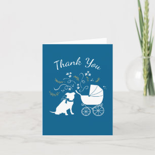 Carte De Remerciements Pit Bull Chien Baby shower Blue Boy Pitbull