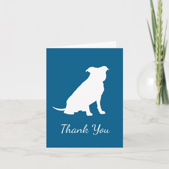 Carte De Remerciements Pit Bull Chien Baby shower Blue Boy Pitbull (Devant)
