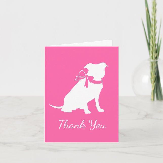 Carte De Remerciements Pit Bull Chien Baby shower rose fille Pitbull (Devant)