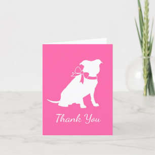 Carte De Remerciements Pit Bull Chien Baby shower rose fille Pitbull