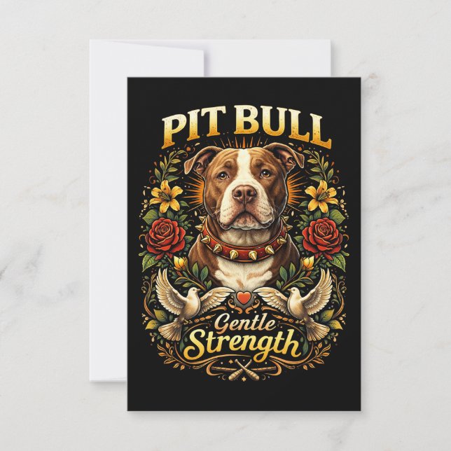 Carte De Remerciements Pit Bull : Force Douce (Devant)