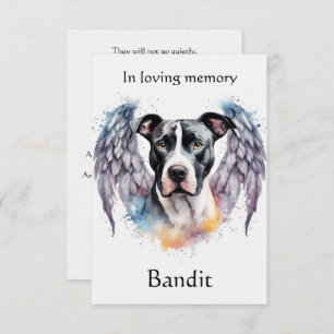 Carte De Remerciements Pitbull Memorial Poem Ailes Ajouter un nom aquarel