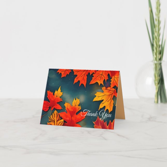 Carte De Remerciements Pittoresque Rustique Feuille d'érable d'automne (Devant)