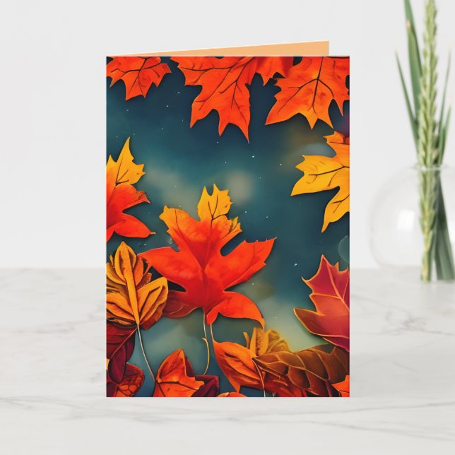Carte De Remerciements Pittoresque Rustique Feuille d'érable d'automne (Devant)