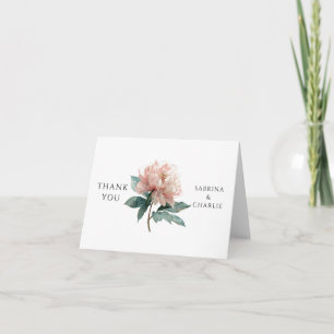Carte De Remerciements Pivoine rose blush aquarelle Élégante florale