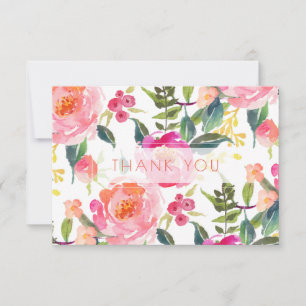 Carte De Remerciements PixDezines Baby Shower Aquarelle Peonies d'été