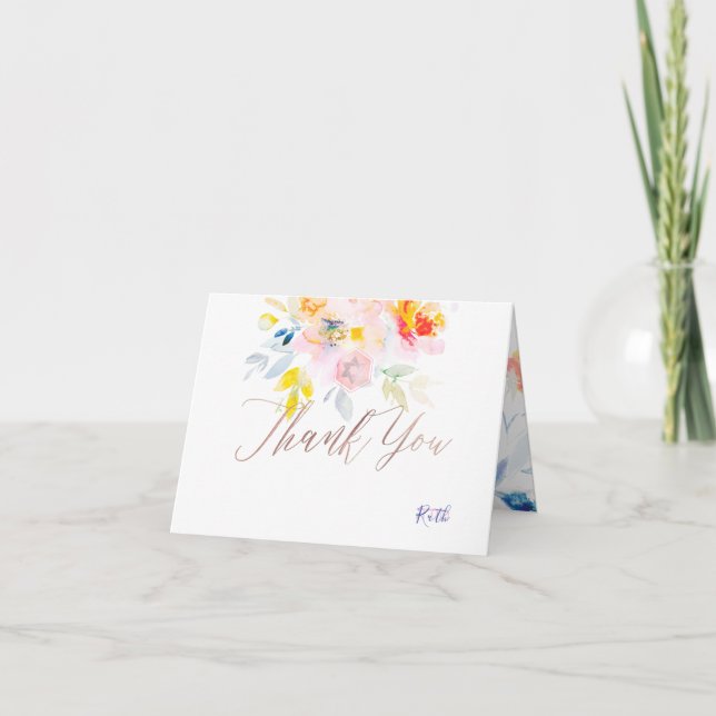 Carte De Remerciements PixDezines Bat mitzvah merci/aquarelle (Devant)