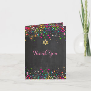 Carte De Remerciements PixDezines Chalkboard Rainbow Confetti/Merci