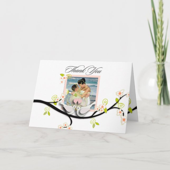 Carte De Remerciements PixDezines colombes d'amour/couleur de fond diy (Devant)