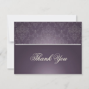Carte De Remerciements PixDezines Dolcè Damask / Prune + Gris Ivoire