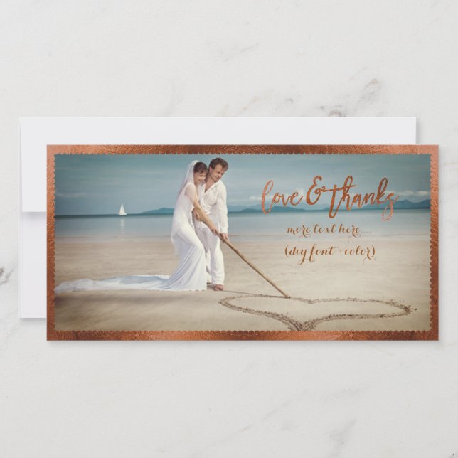 Carte De Remerciements PixDezines fausse structure en cuivre/merci photo (Devant)