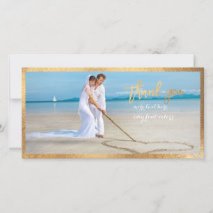 Carte De Remerciements PixDezines Faux Gold Scallop frame/merci