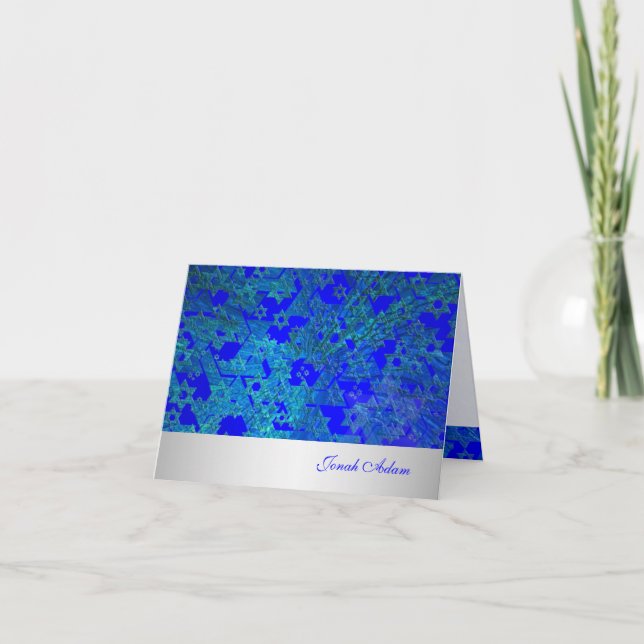 Carte De Remerciements PixDezines grunge stars mitzvah merci/DIYcolor (Devant)