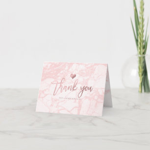 Carte De Remerciements PixDezines Marble Faux Rose Gold Heart/Merci