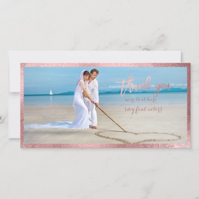 Carte De Remerciements PixDezines Rose Gold Scallop frame/merci (Devant)