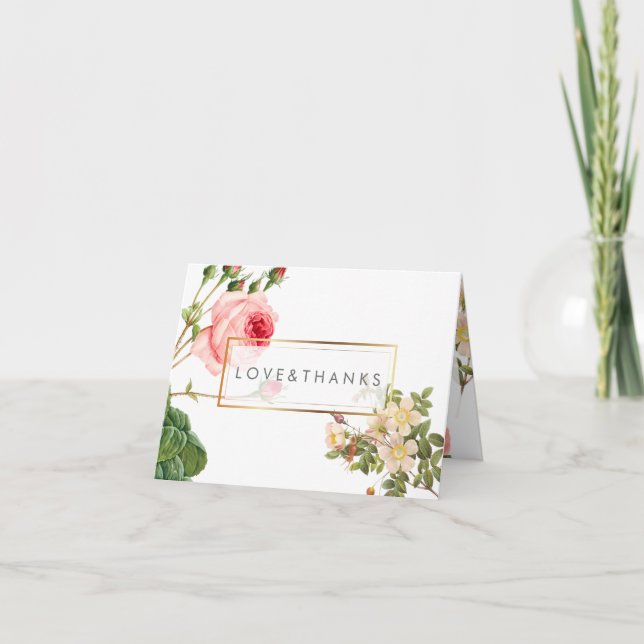 Carte De Remerciements PixDezines Roses Vintages/Redoute/Merci (Devant)