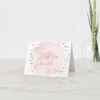 Carte De Remerciements PixDezines Watercolor Blush Pink Gold Bat Mitzvah