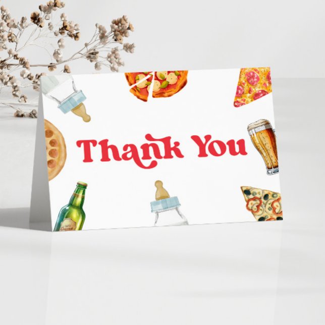 Carte De Remerciements Pizza brasse et diapers à la pizza Baby shower à l (Créateur téléchargé)