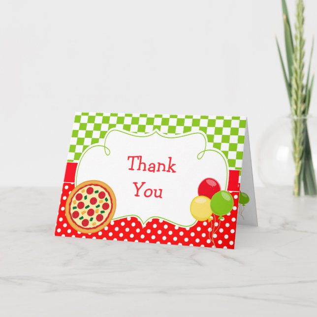 Carte De Remerciements Pizza Party Birthday Party Thank You (Devant)