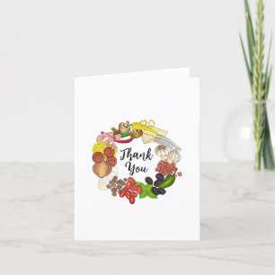 Carte De Remerciements Pizza Party Toppings alimentaire Illustration Merc