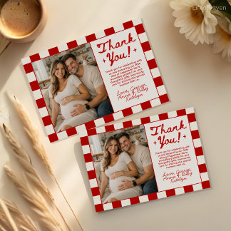 Carte De Remerciements Pizza Theme Baby Shower Thank You Card with Photo