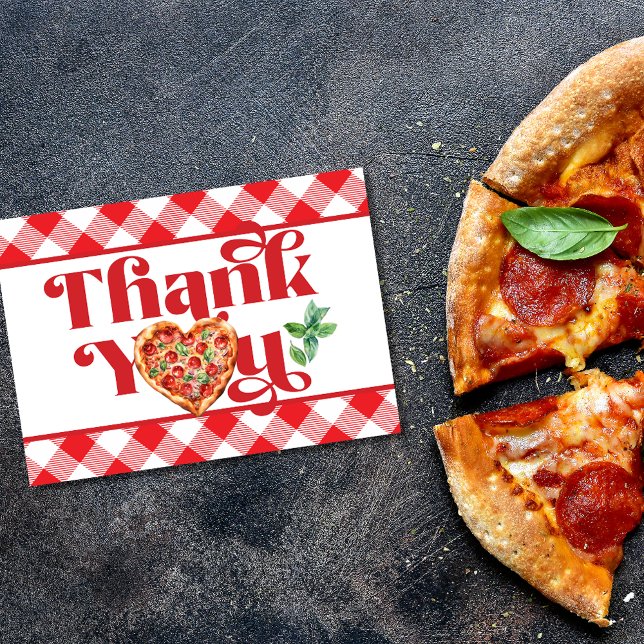 Carte De Remerciements Pizza Thème Rouge Blanc  (Créateur téléchargé)