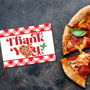 Carte De Remerciements Pizza Thème Rouge Blanc