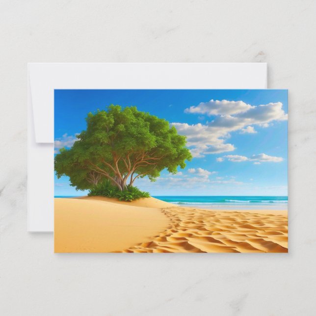 Carte De Remerciements Plage de sable de l'île tropicale déserte  (Devant)